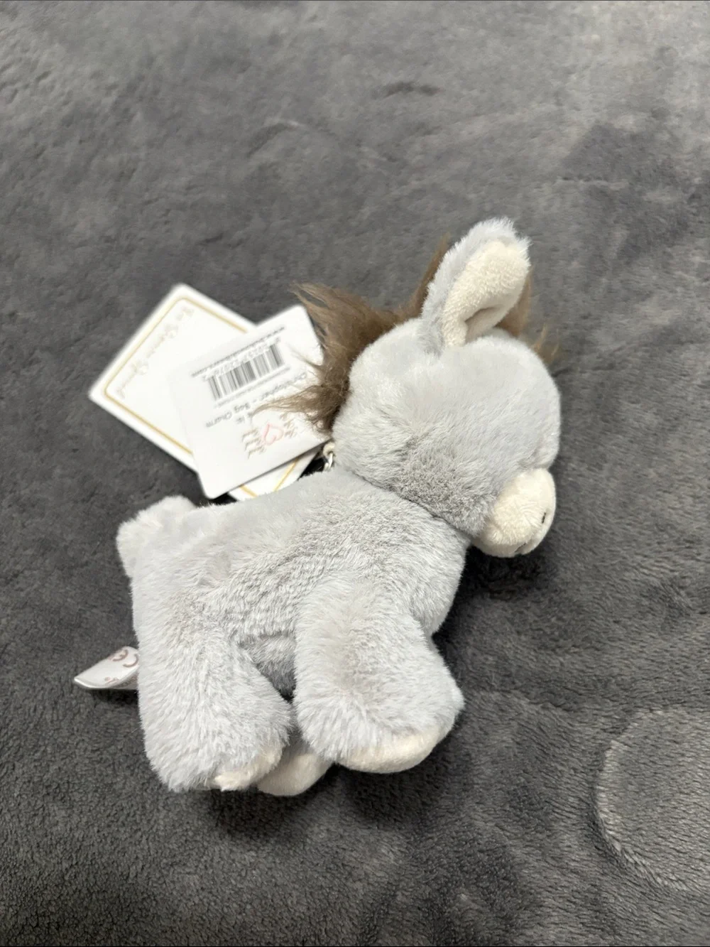Gray Plush Donkey Keychain - Soft Mini Toy